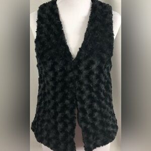 FEVER size MEDIUM black textured faux fur vest.